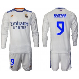 Koszulka Real Madryt Benzema 9 Dziecięcy Domowe Stroje Piłkarskie 2021/22 Długi Rękaw